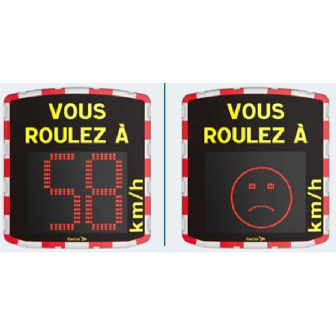 Indicator rutier avertizare viteza radar incorporat alimentare cu baterii si afisaj fata vesela/ trista 